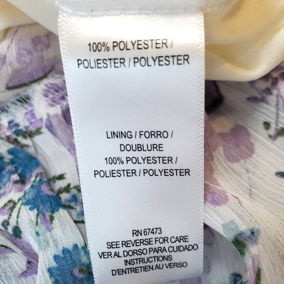 Taylor Womens Dress Size 2 Summer Sundress Floral Cut Out Cottage Ruffle White - Picture 10 of 12